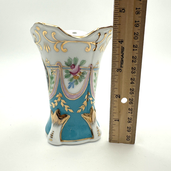 Antique Limoges France Hat Pin Holder 9-Hole Porcelain Floral Gold Trim EUC main image 7